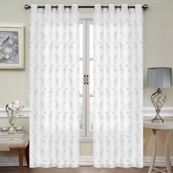Flora Prima - Embroidery Sheer 84" Curtain with Ring / Rideau 84" transparent brodé avec anneaux