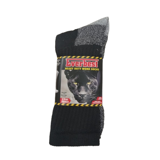 Works Socks Black with Grey Bottom 10-13