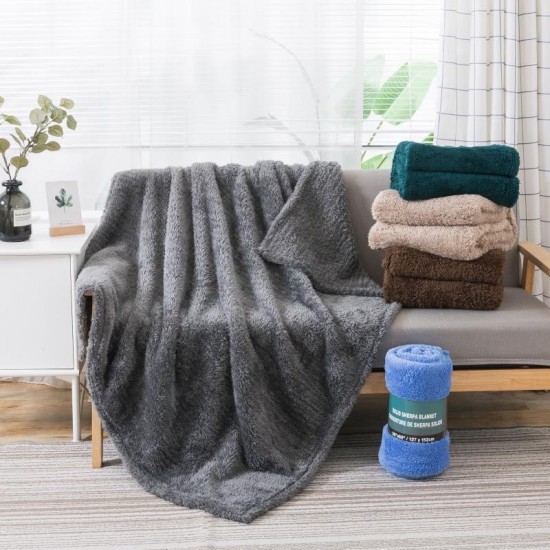 Solid Sherpa Throw Blanket
