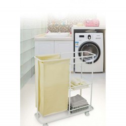 Laundry Cart with 3 Tier Storage